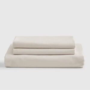 QUINCE Classic Organic Percale Fitted Sheet Set King Sand 5634